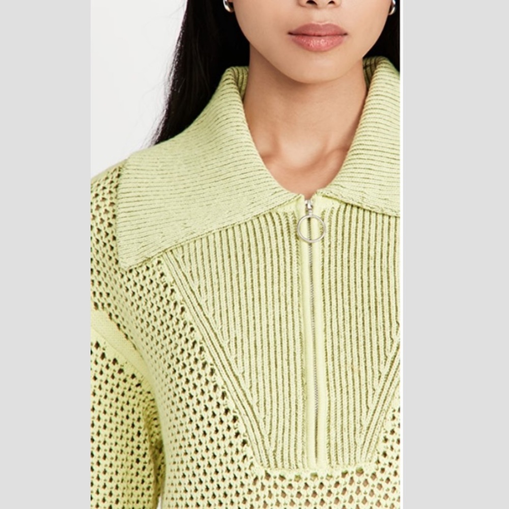 NWT Jonathan Simkhai Ariella Cotton Blend Sweater In Lime Green Sz S - Picture 4 of 15
